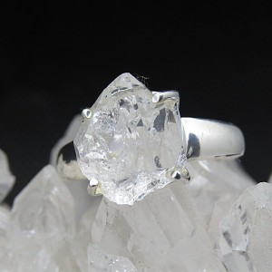 Anillo diamante Herkimer y plata