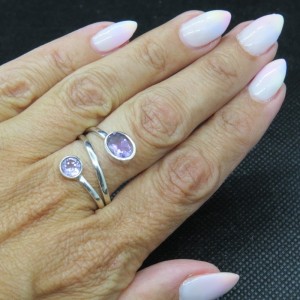 Anillo amatista y plata