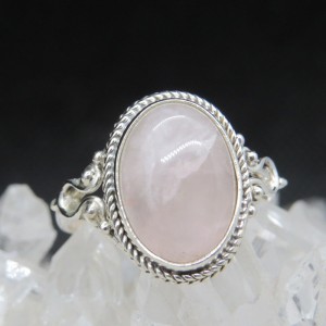 Anillo cuarzo rosa y plata
