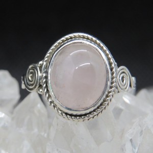 Anillo cuarzo rosa y plata
