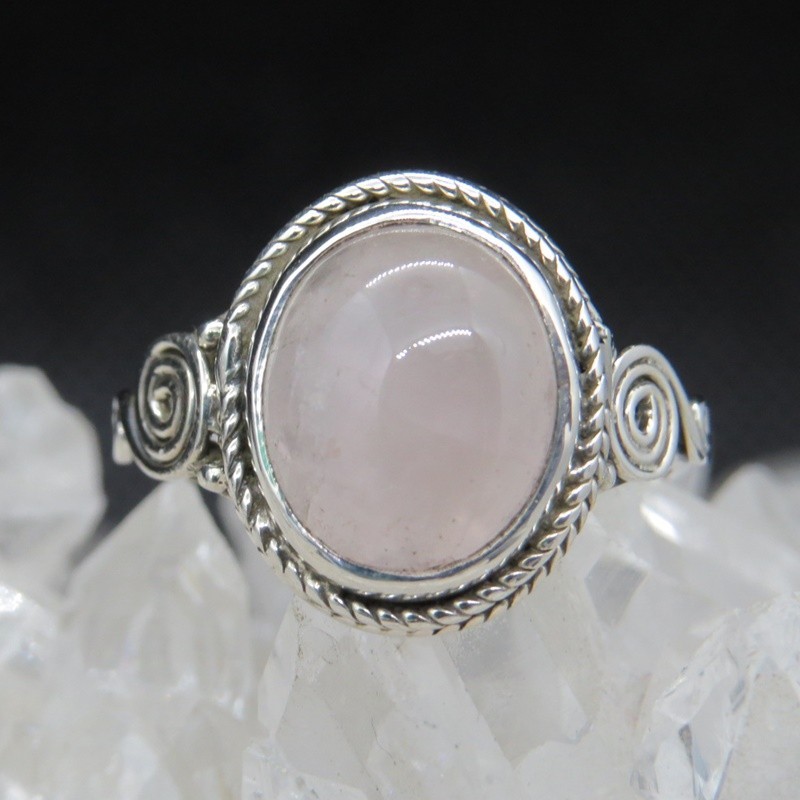 Anillo cuarzo rosa y plata