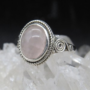 Anillo cuarzo rosa y plata