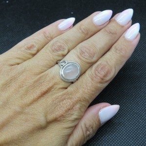 Anillo cuarzo rosa y plata