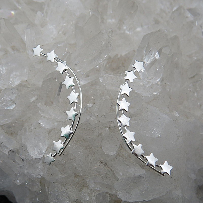 Pendientes de plata trepadores estrellas