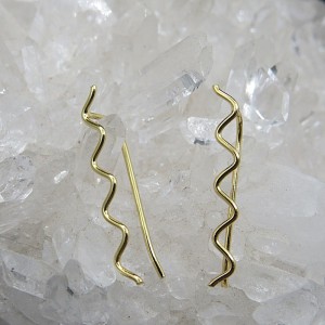 Pendientes baño oro trepadores ZIG ZAG