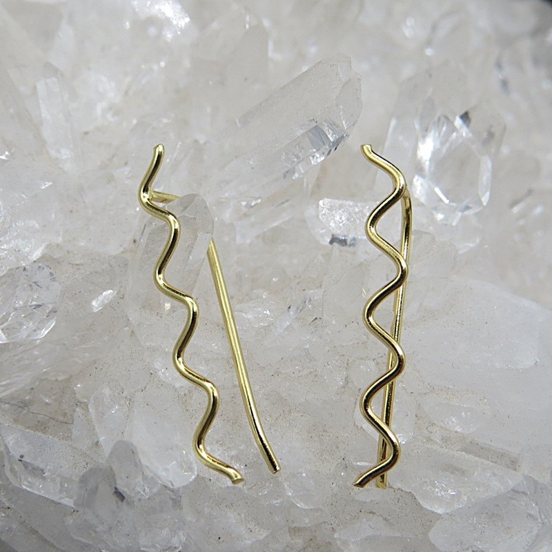 Pendientes baño oro trepadores ZIG ZAG