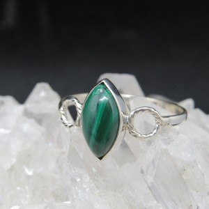 Anillo malaquita y plata
