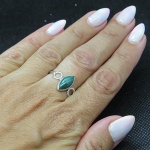 Anillo malaquita y plata