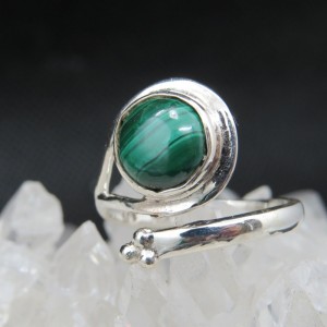 Anillo malaquita y plata