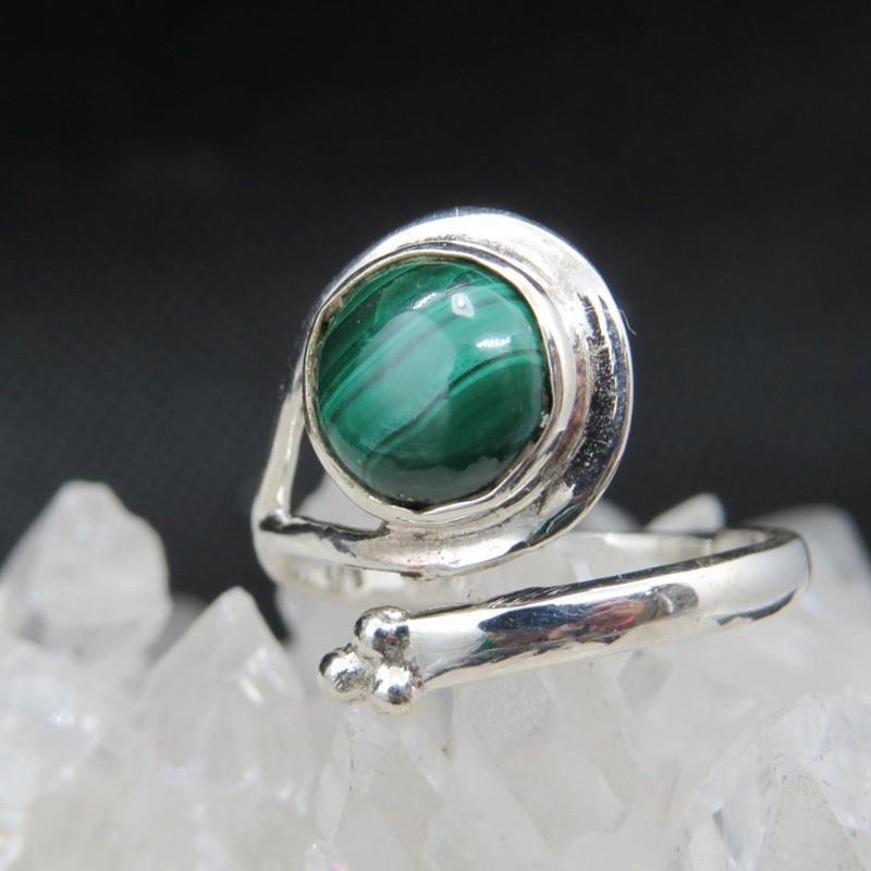 Anillo malaquita y plata