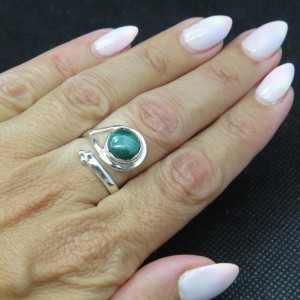 Anillo malaquita y plata