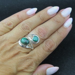 Anillo malaquita y plata