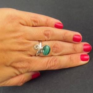 Anillo malaquita y plata