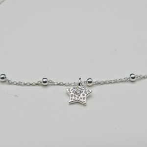 Pulsera Tobillera estrella plata con circonita