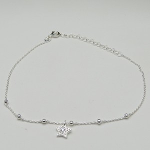 Pulsera Tobillera estrella plata con circonita