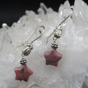 Pendientes estrella rodonita y plata