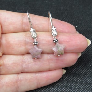 Pendientes estrella rodonita y plata