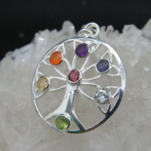 Colgante Árbol de la Vida Siete Chakras y plata