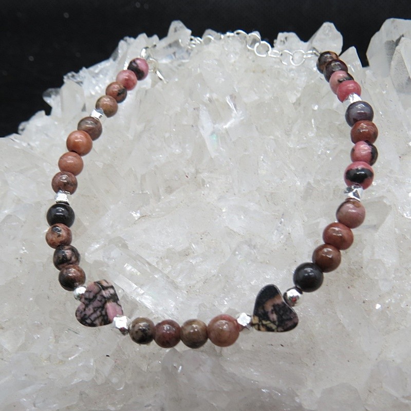 Pulsera rodonita y plata