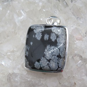 Colgante obsidiana nevada y plata