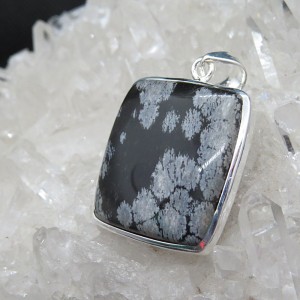 Colgante obsidiana nevada y plata