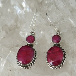 Pendientes rubí y plata