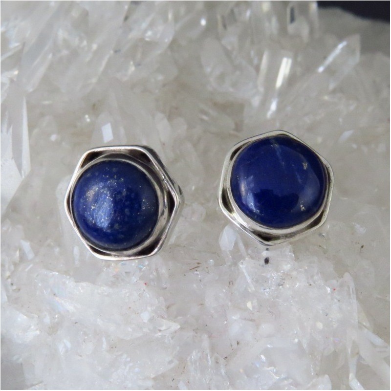 Pendientes presión lapislázuli y plata