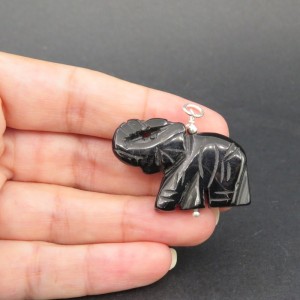 Colgante elefante ónix y plata