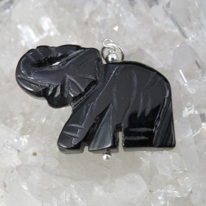 Colgante elefante ónix y plata