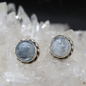 Pendientes presión piedra luna y plata