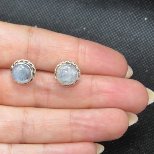 Pendientes presión piedra luna y plata