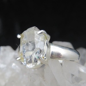 Anillo diamante Herkimer y plata