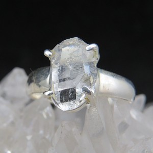 Anillo diamante Herkimer y plata