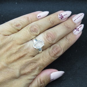 Anillo diamante Herkimer y plata
