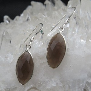 Pendientes cuarzo ahumado y plata