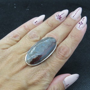 Anillo ágata bandeada y plata