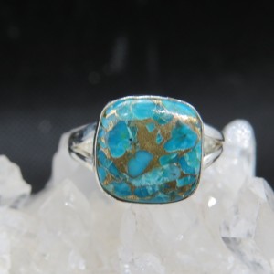 Anillo turquesa azul cobre y plata