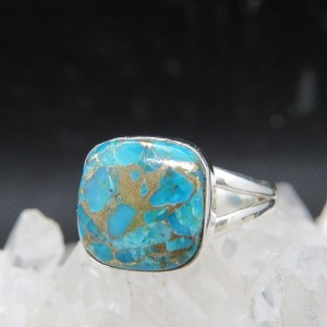 Anillo turquesa azul cobre y plata