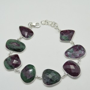 Pulsera joyería en plata de zoisita con rubí