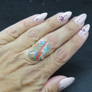 Anillo nácar y turquesa cobre y plata