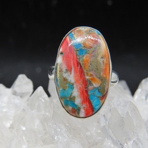Anillo nácar y turquesa cobre y plata