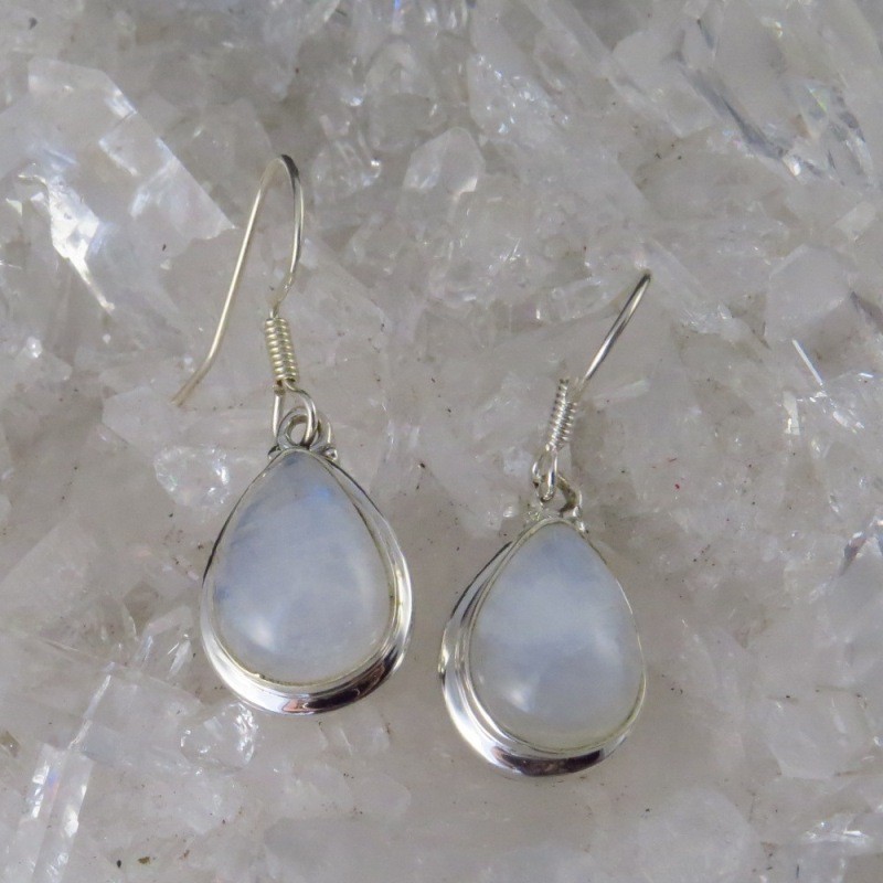 Pendientes piedra luna y plata