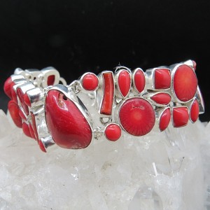 Pulsera joyería en plata coral