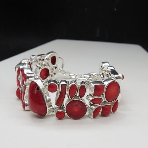 Pulsera joyería en plata coral