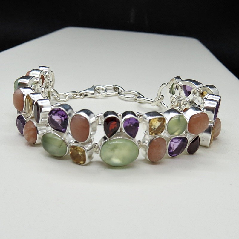 Pulsera joyería en plata de piedras semipreciosas