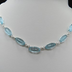 Collar joyería en plata de topacio y plata 925 mm