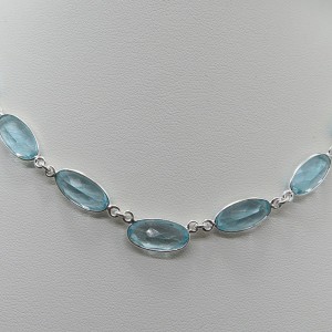 Collar joyería en plata de topacio y plata 925 mm