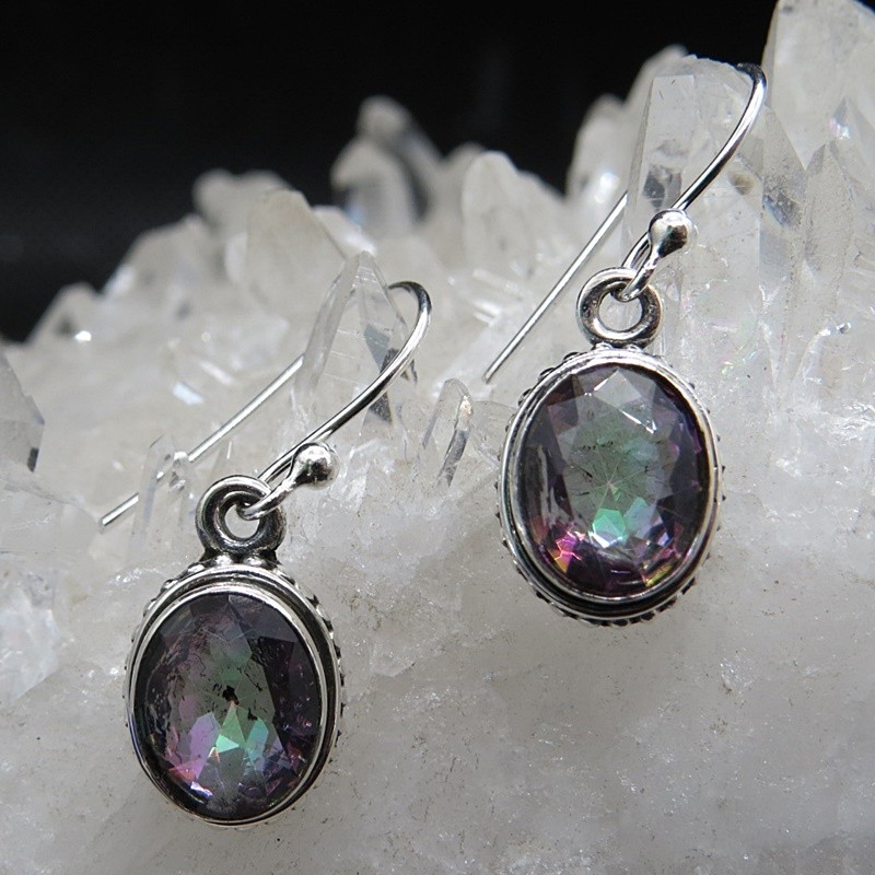 Pendientes topacio místico y plata