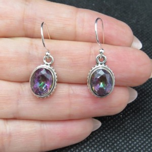 Pendientes topacio místico y plata