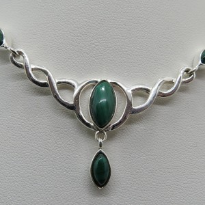 Collar joyería en plata malaquita